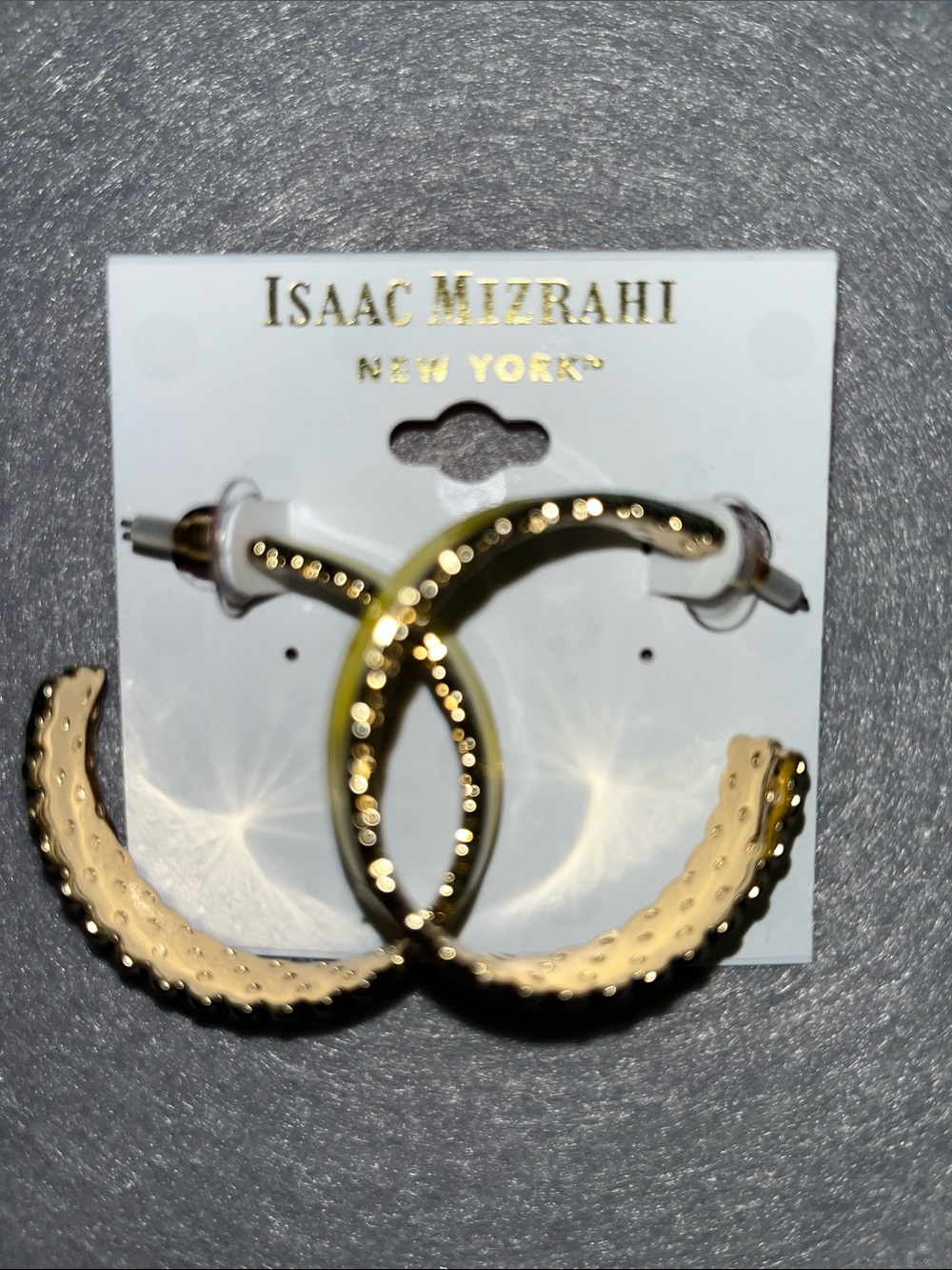 Isaac Mizrahi Gold Beaded Hoop Earrings
